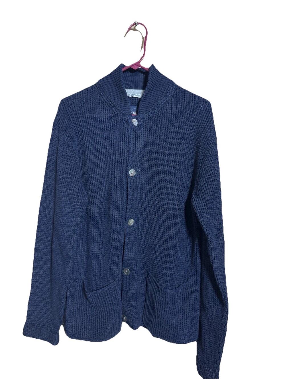 True Measure of a Man Waffle Knit Cardigan Men's Sz M Preppy Academia Teacher